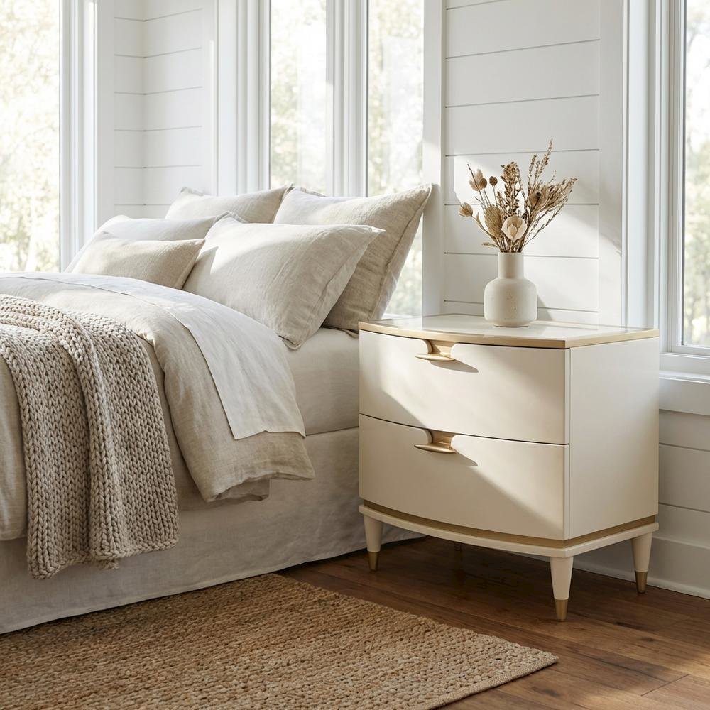 La Terrazza Nightstand, Large - Creamy Pearl