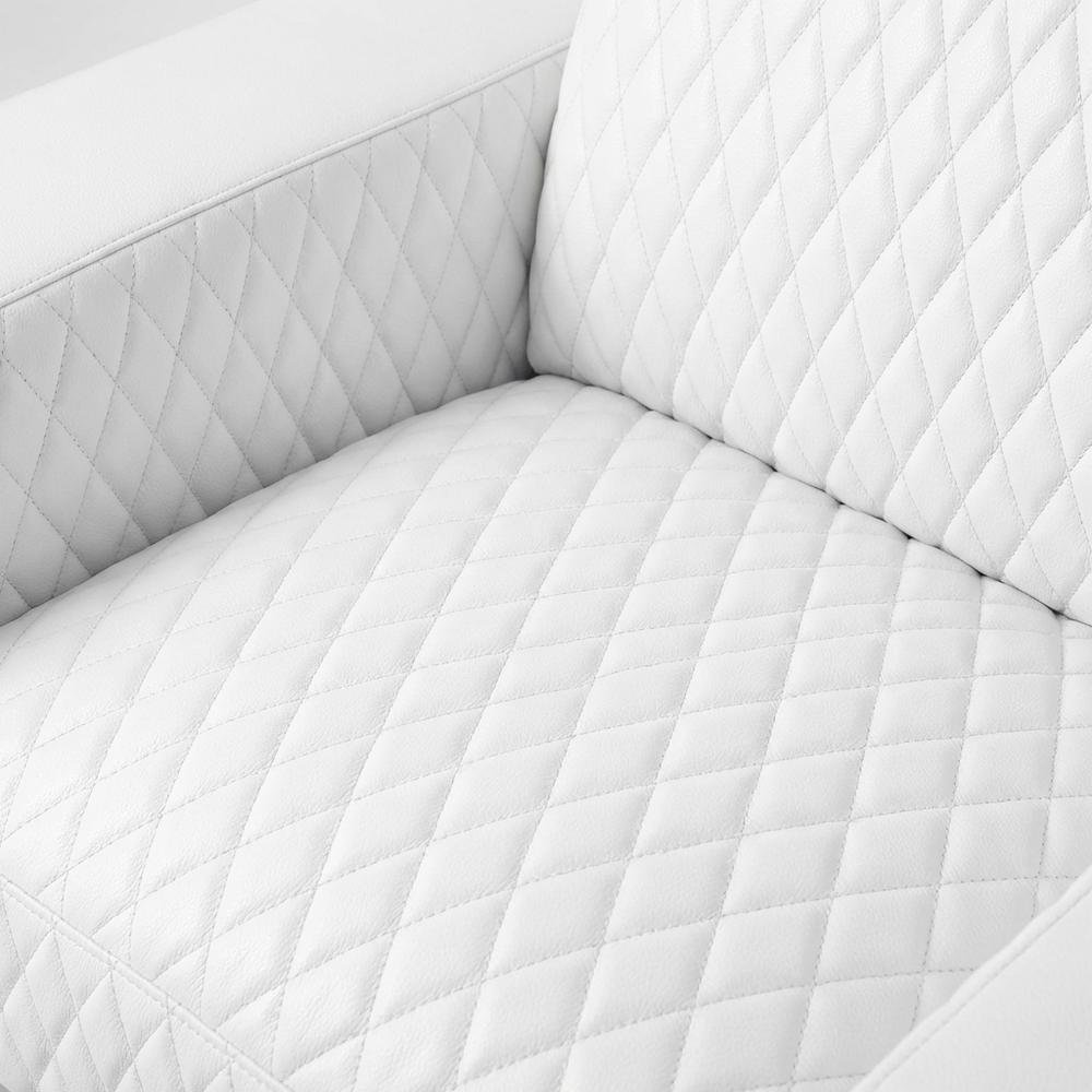 Mia Bella Gianna Chair and Half - White/Stainless Steel