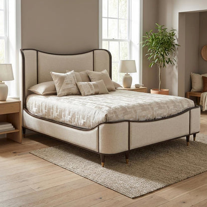 Camellia Field King Upholstered Bed - Warm Pecan