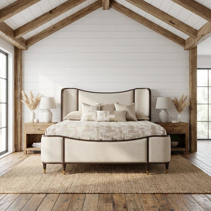 Camellia Field King Upholstered Bed - Warm Pecan