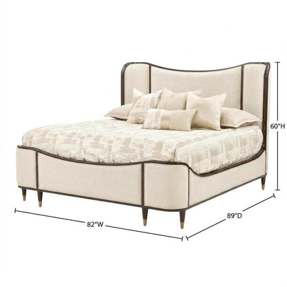 Camellia Field King Upholstered Bed - Warm Pecan