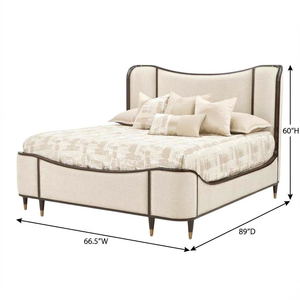 Camellia Field Queen Upholstered Bed - Warm Pecan
