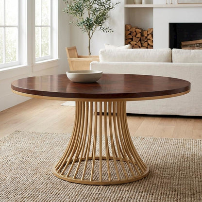 Camellia Field Round Dining Table - Warm Pecan