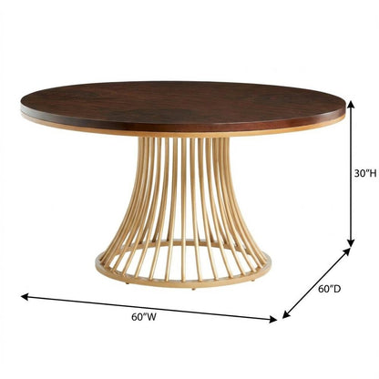 Camellia Field Round Dining Table - Warm Pecan