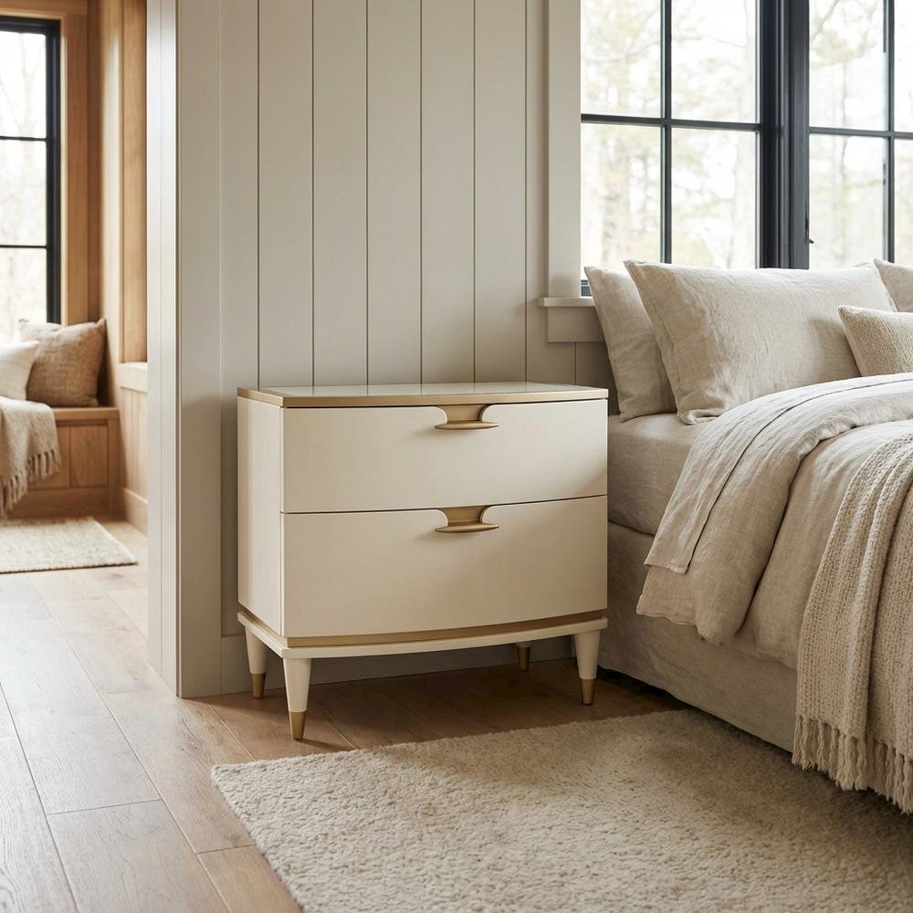 La Terrazza Nightstand, Large - Creamy Pearl