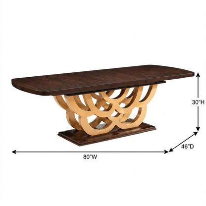Camellia Field Rectangular Pedestal Dining Table - Warm Pecan