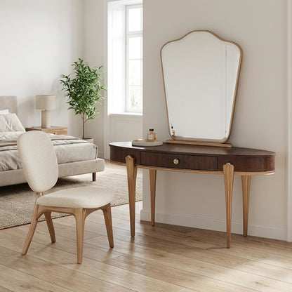 Camellia Field Vanity with Mirror & Chair - Warm Pecan