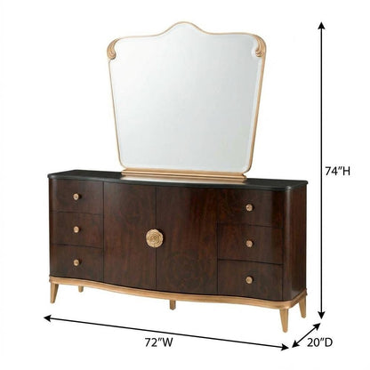 Camellia Field Dresser with Mirror - Warm Pecan