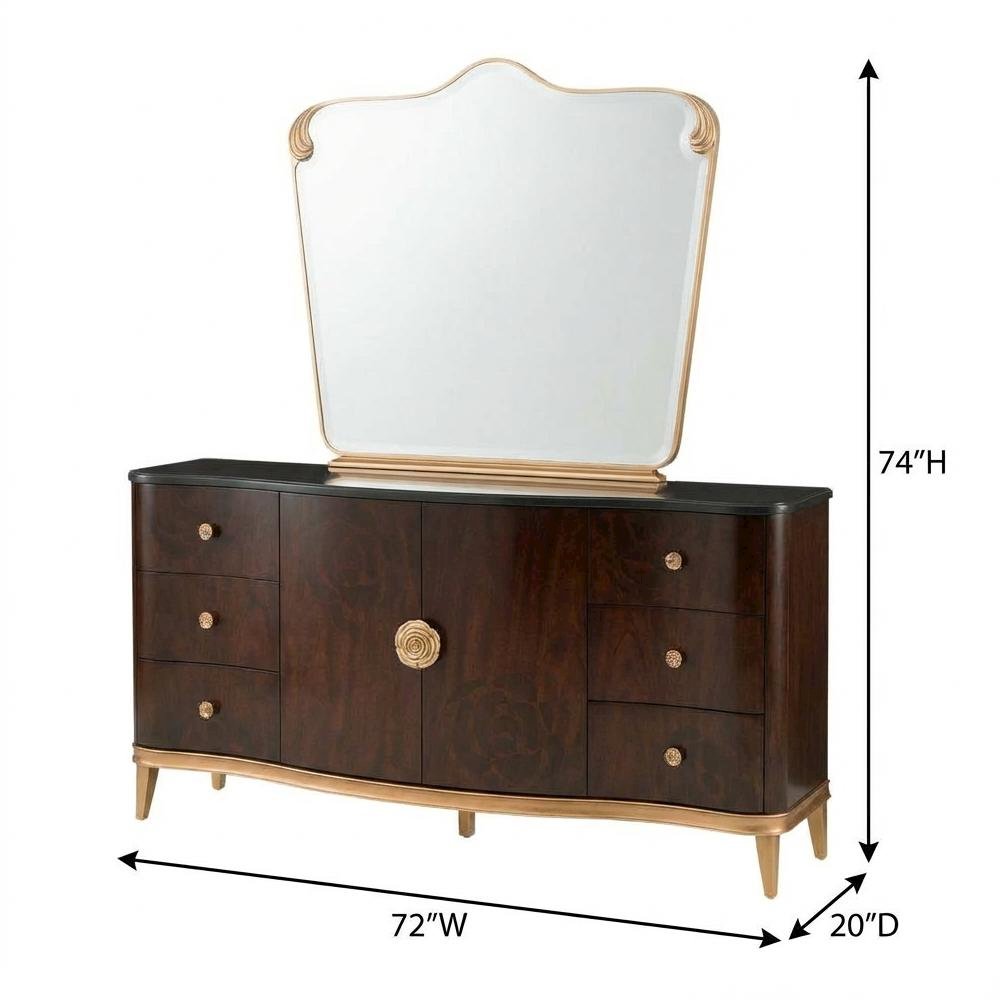 Camellia Field Dresser with Mirror - Warm Pecan