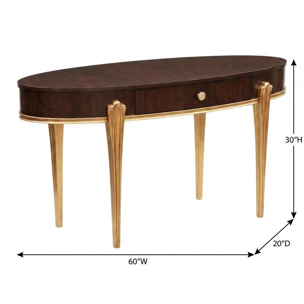 Camellia Field Vanity Desk - Warm Pecan