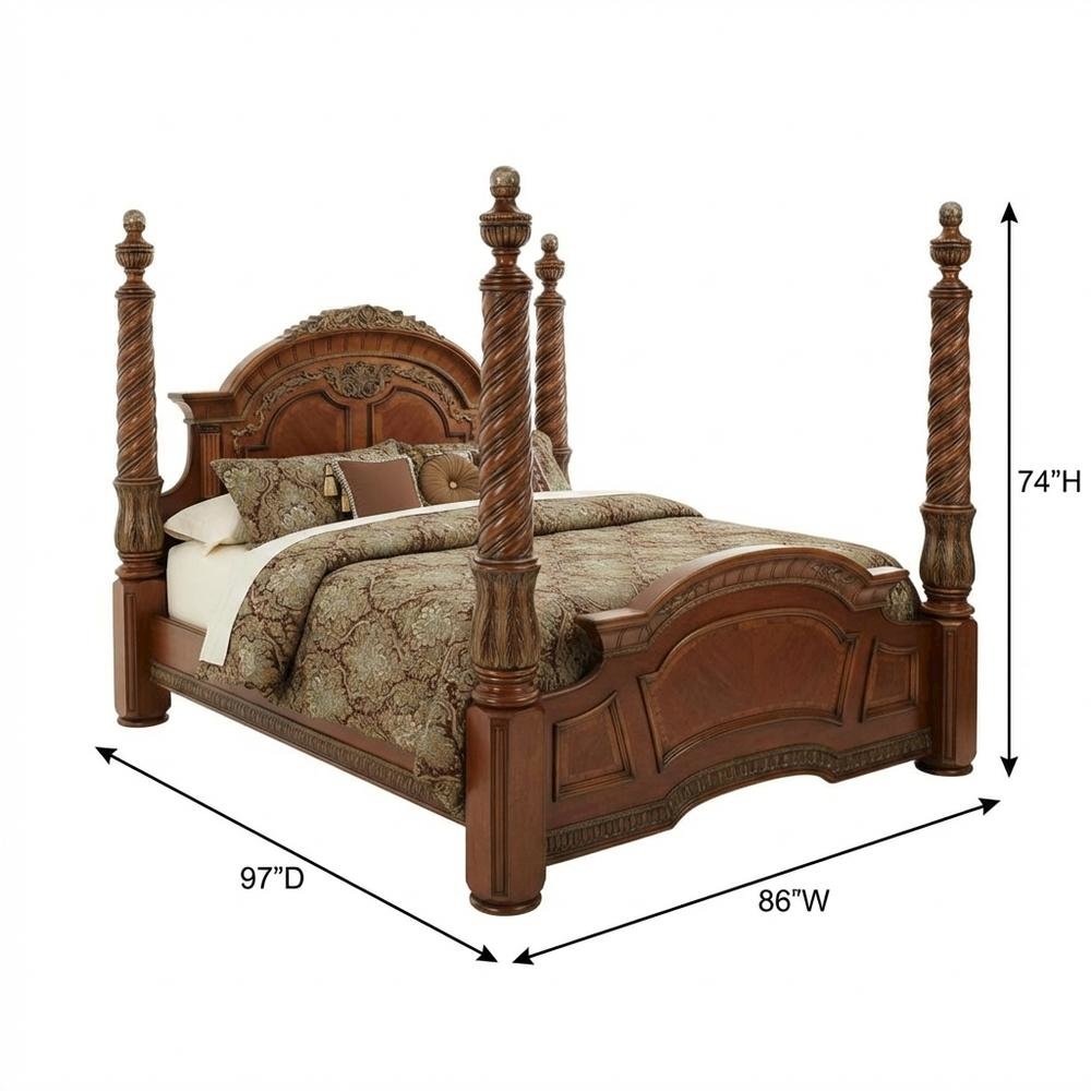 Villa Valencia Eastern King Poster Bed - Classic Chestnut