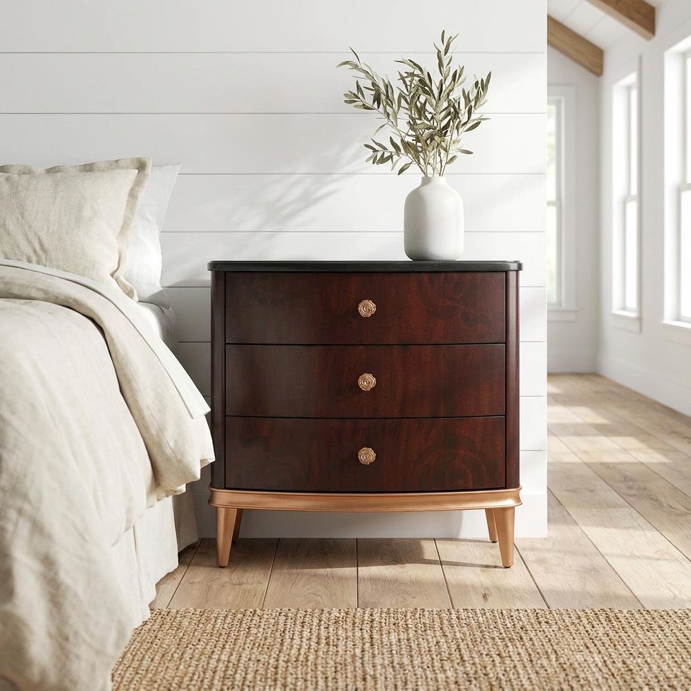 Camellia Field Nightstand - Warm Pecan