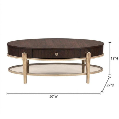 Camellia Field Oval Cocktail Table - Warm Pecan