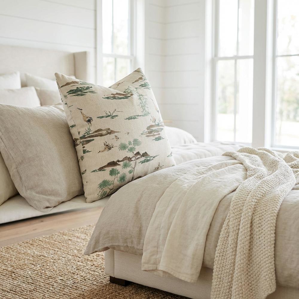 Eden Akari 22" Square Pillow, Set of 2 - Basil Green