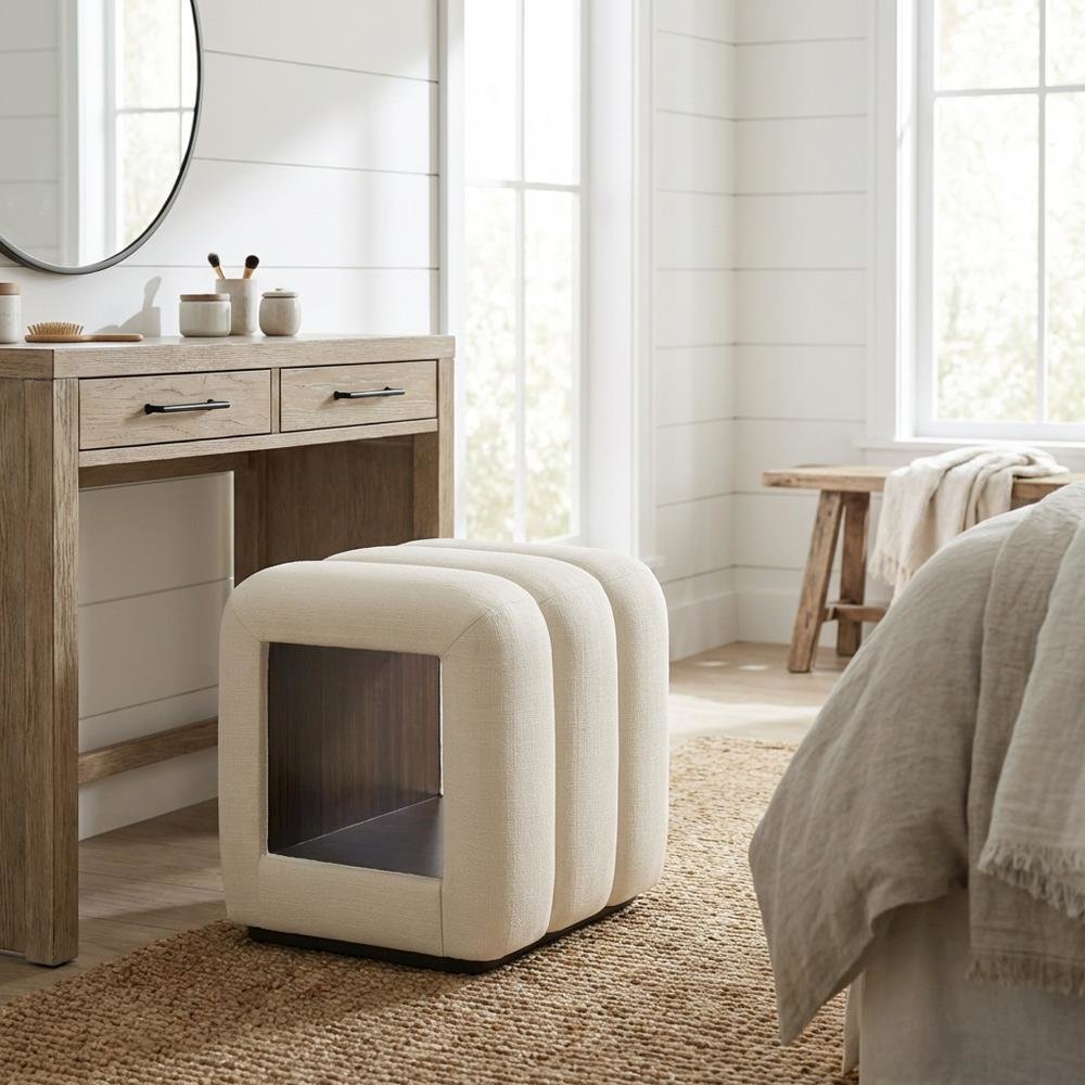 Belmont Place Vanity Bench - Cream/Espresso