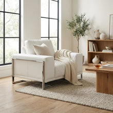 Mia Bella Gianna Chair and Half - White/Stainless Steel