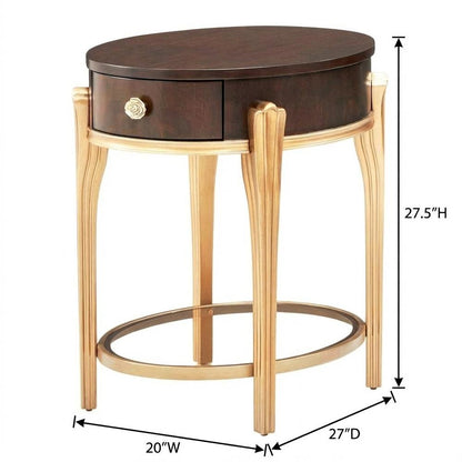 Camellia Field End Table with Drawer - Warm Pecan