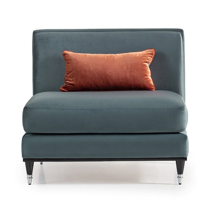La Francaise Armless Accent Chair - Azure/Black