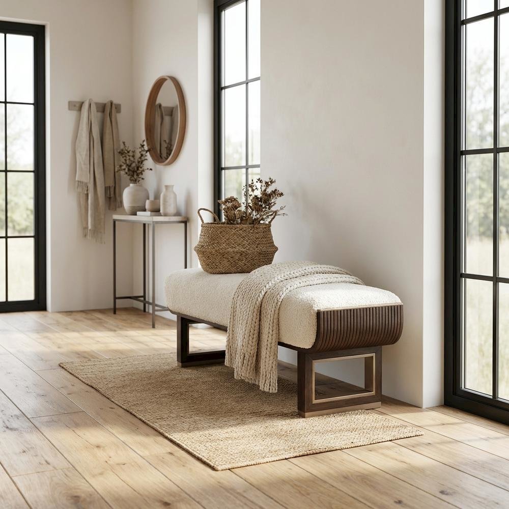 West Kensington Accent Bench - Cream Puff/Medium Espresso