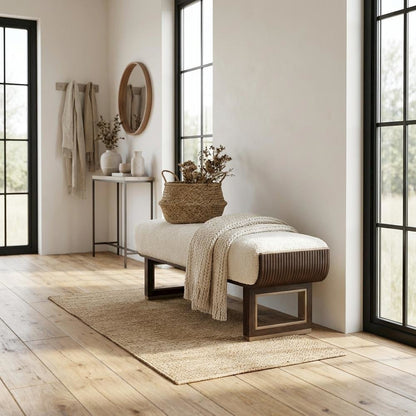 West Kensington Accent Bench - Cream Puff/Medium Espresso