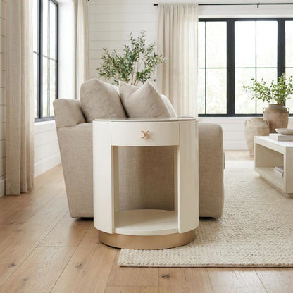 La Rachelle Round End Table  - Champagne