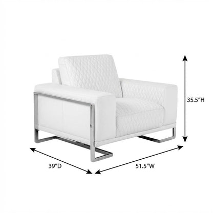 Mia Bella Gianna Chair and Half - White/Stainless Steel