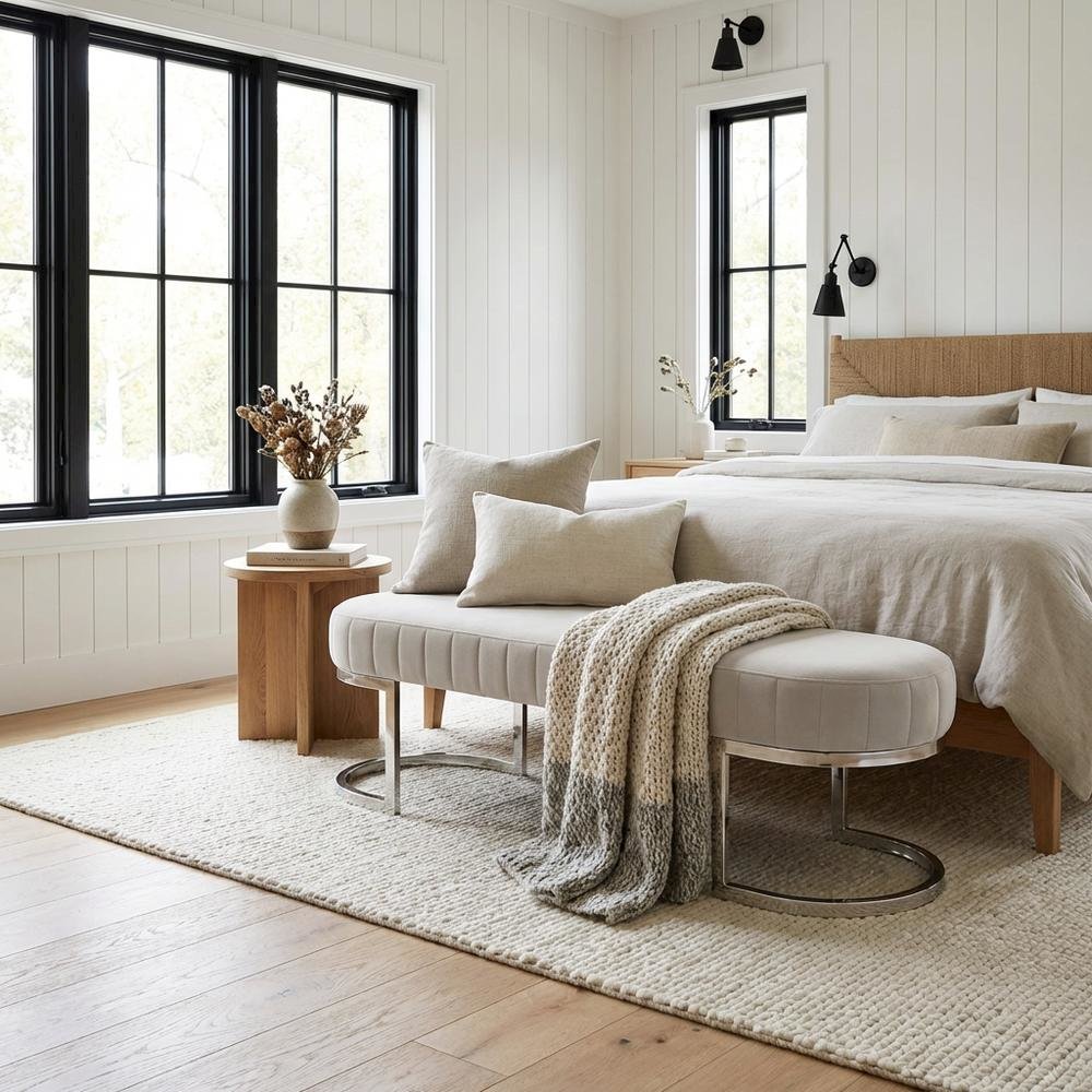 Orchid Velvet Accent Bench - Gray/Chrome