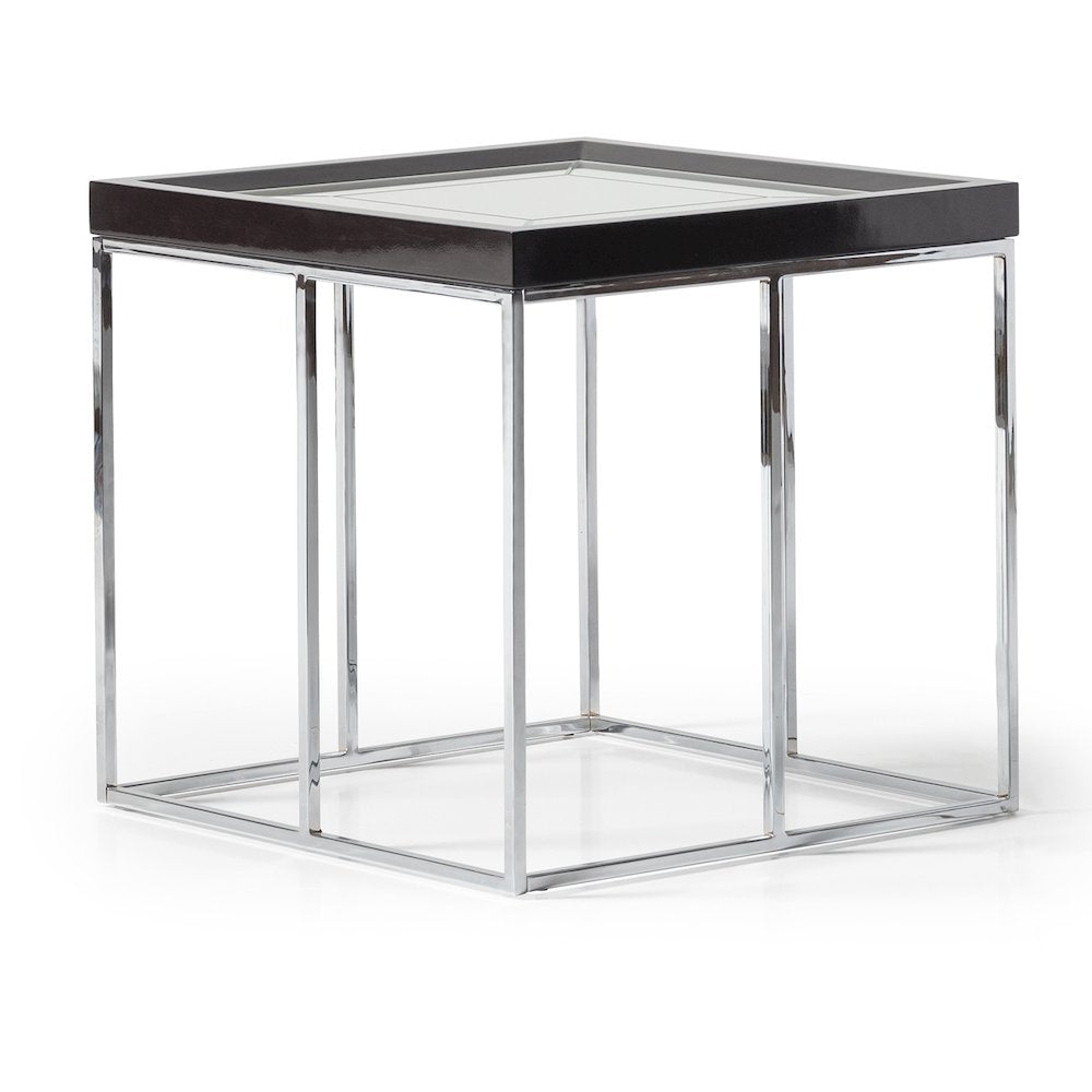 Carmela End Table - Glossy Charcoal Sand