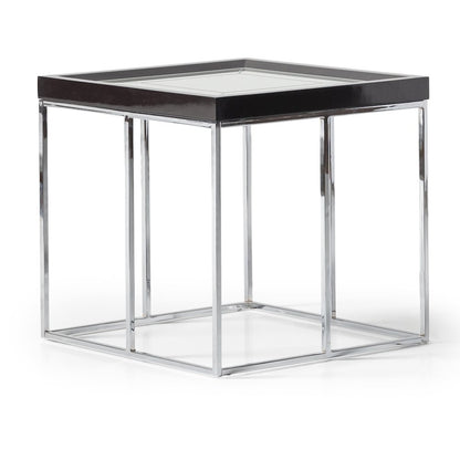 Carmela End Table - Glossy Charcoal Sand