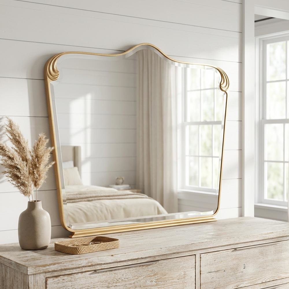 Camellia Field Dresser Mirror - Warm Pecan