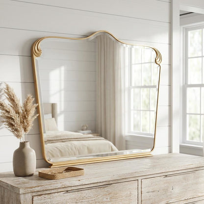 Camellia Field Dresser Mirror - Warm Pecan