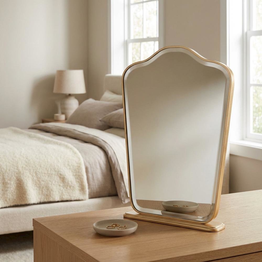 Camellia Field Vanity Mirror - Antique Gold