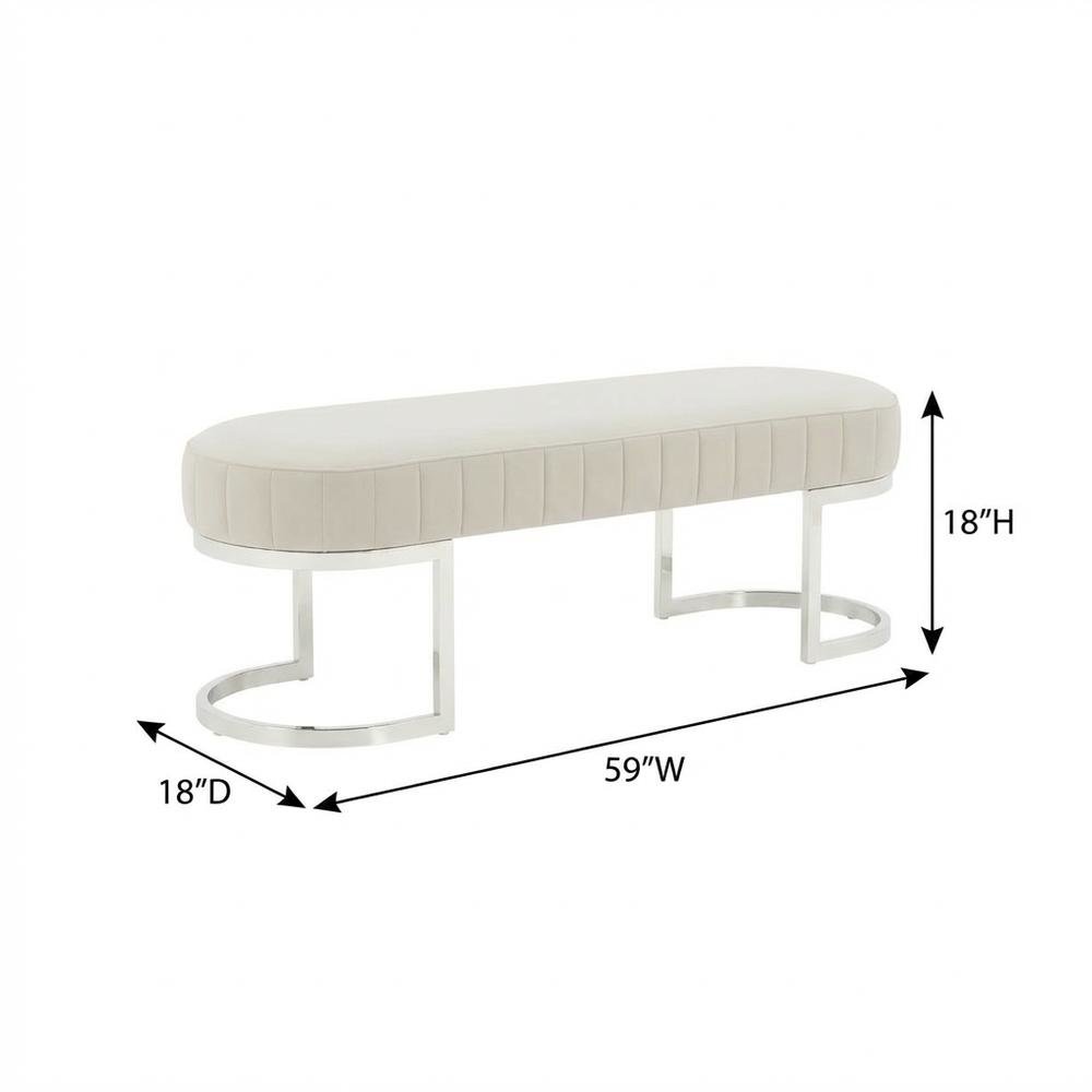 Orchid Velvet Accent Bench - Gray/Chrome