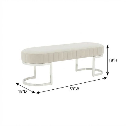 Orchid Velvet Accent Bench - Gray/Chrome