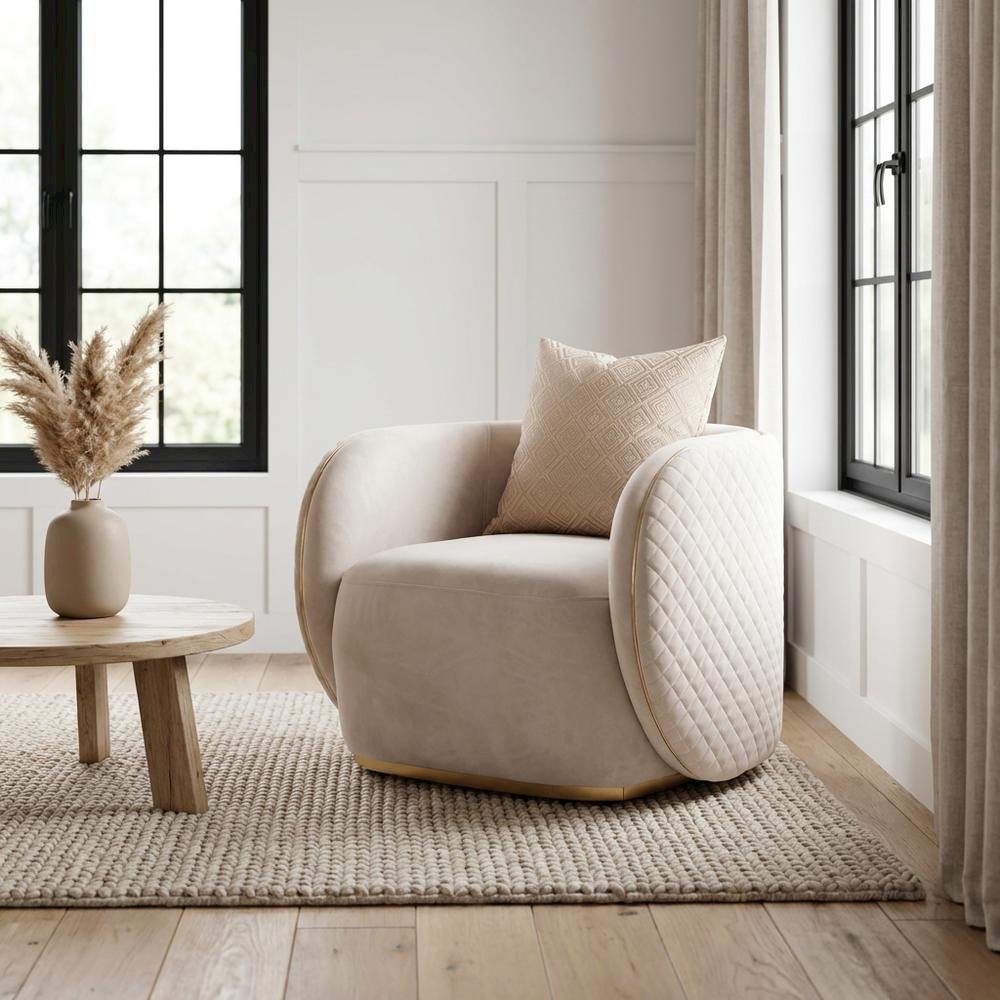 Ariana Accent Chair - Beige/Gold