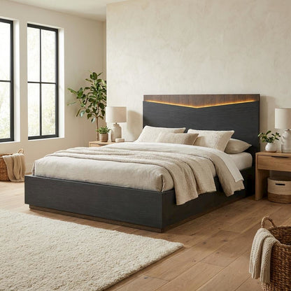 Kayner Queen Bed with LED Lights - Charcoal