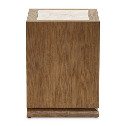 Portrait 1-Drawer Nightstand with LED Lights - Sienna Brown