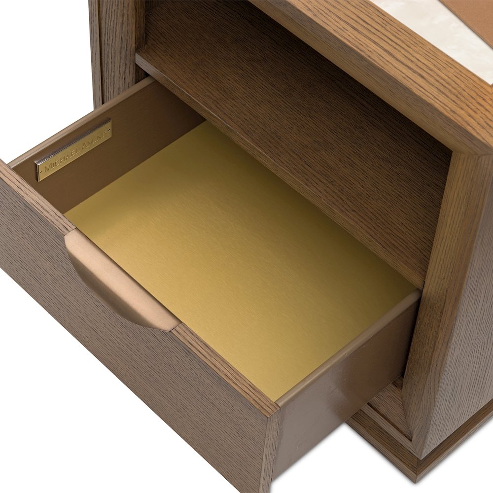 Portrait 1-Drawer Nightstand with LED Lights - Sienna Brown