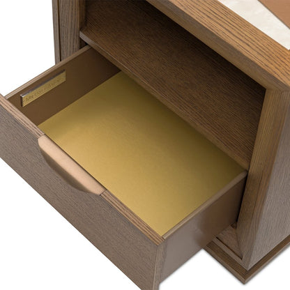 Portrait 1-Drawer Nightstand with LED Lights - Sienna Brown