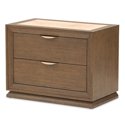 Portrait 2-Drawer Nightstand with LED Lights - Sienna Brown