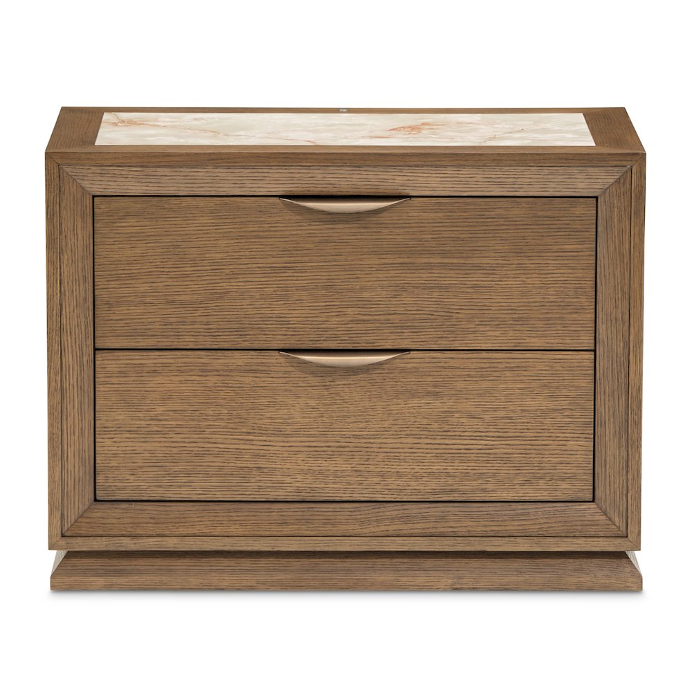 Portrait 2-Drawer Nightstand with LED Lights - Sienna Brown