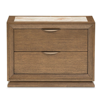 Portrait 2-Drawer Nightstand with LED Lights - Sienna Brown