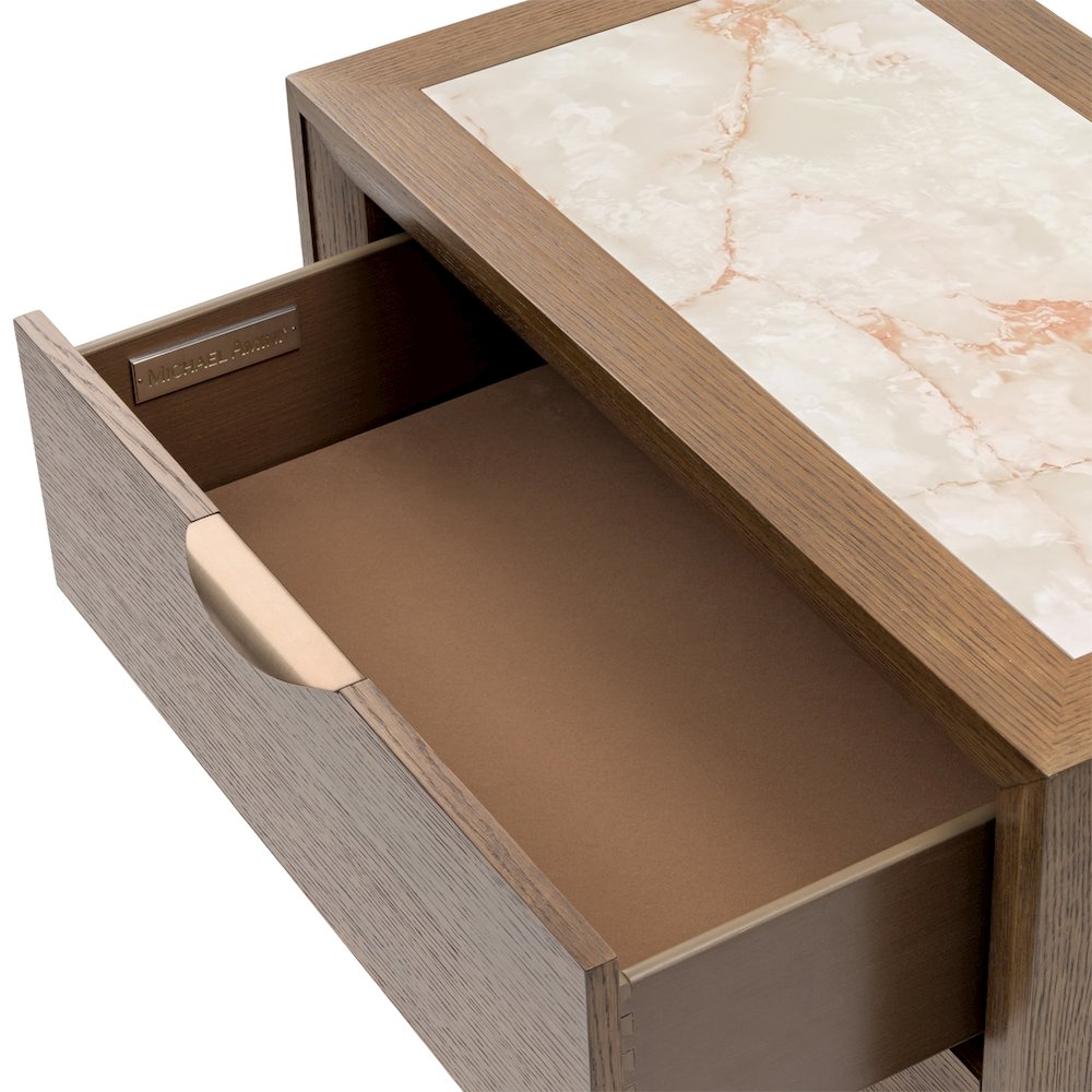 Portrait 2-Drawer Nightstand with LED Lights - Sienna Brown