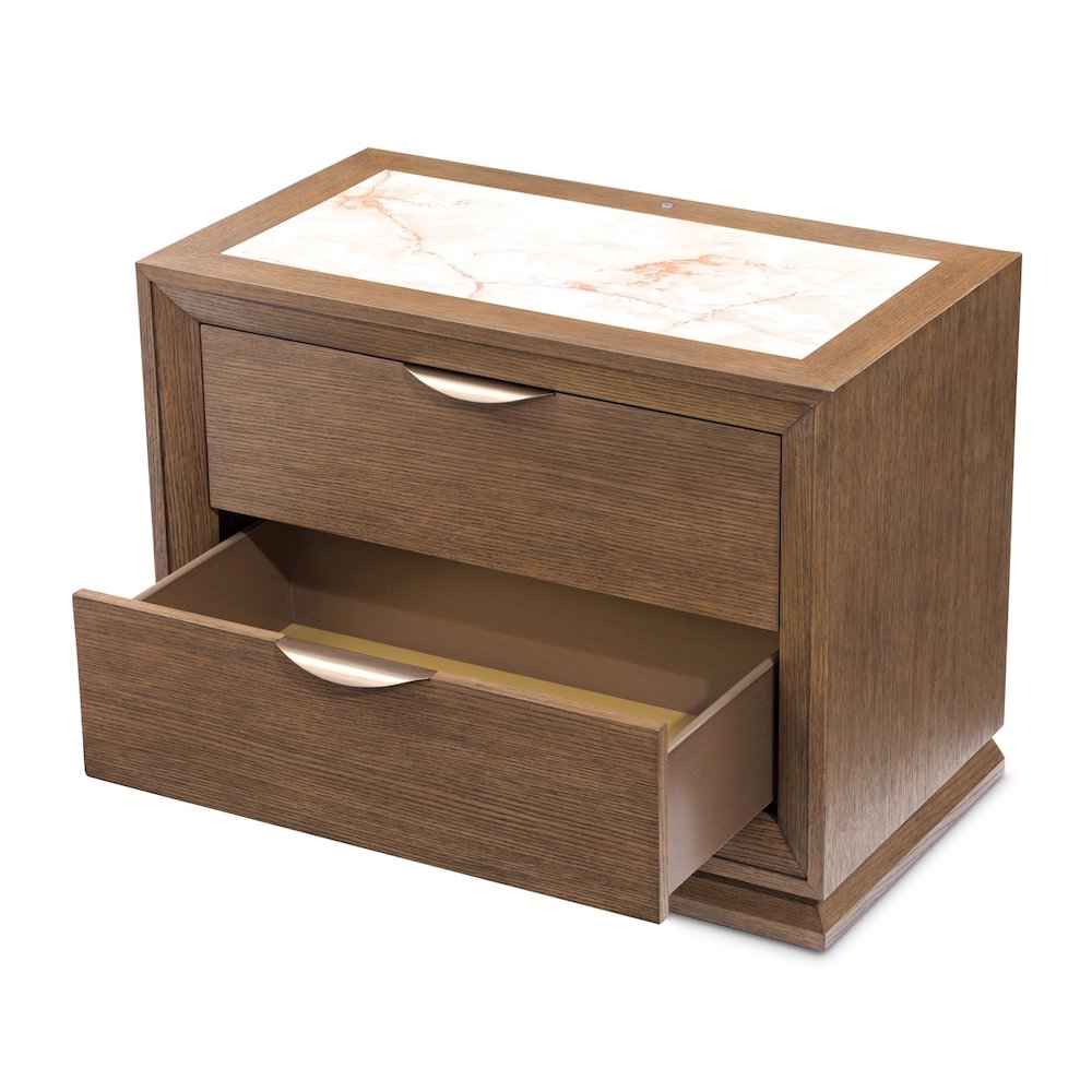 Portrait 2-Drawer Nightstand with LED Lights - Sienna Brown