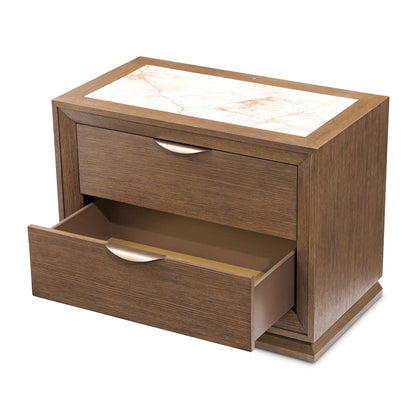 Portrait 2-Drawer Nightstand with LED Lights - Sienna Brown