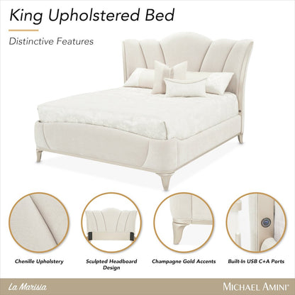 La Marisia Cal. King Upholstered Bed - Tranquil/Champagne Gold