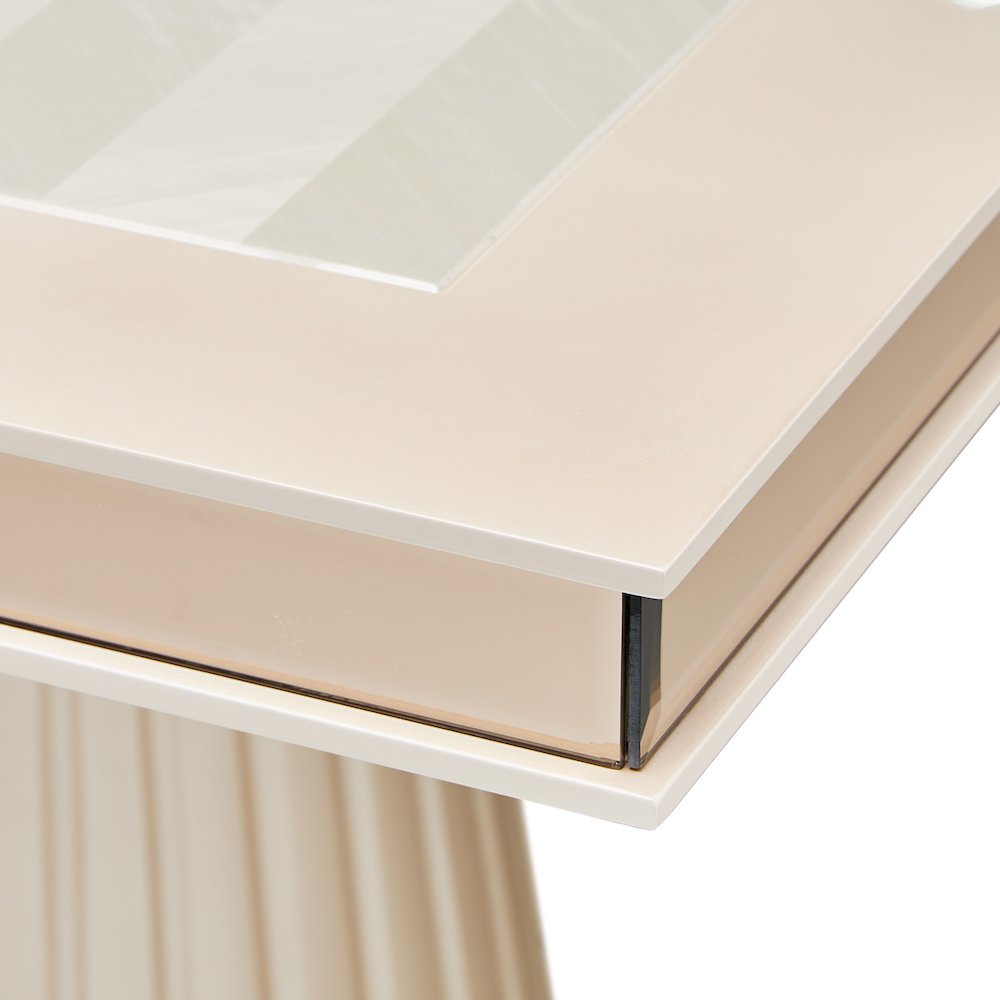 Carmela Double Pedestal Dining Table - Shimmer Ivory