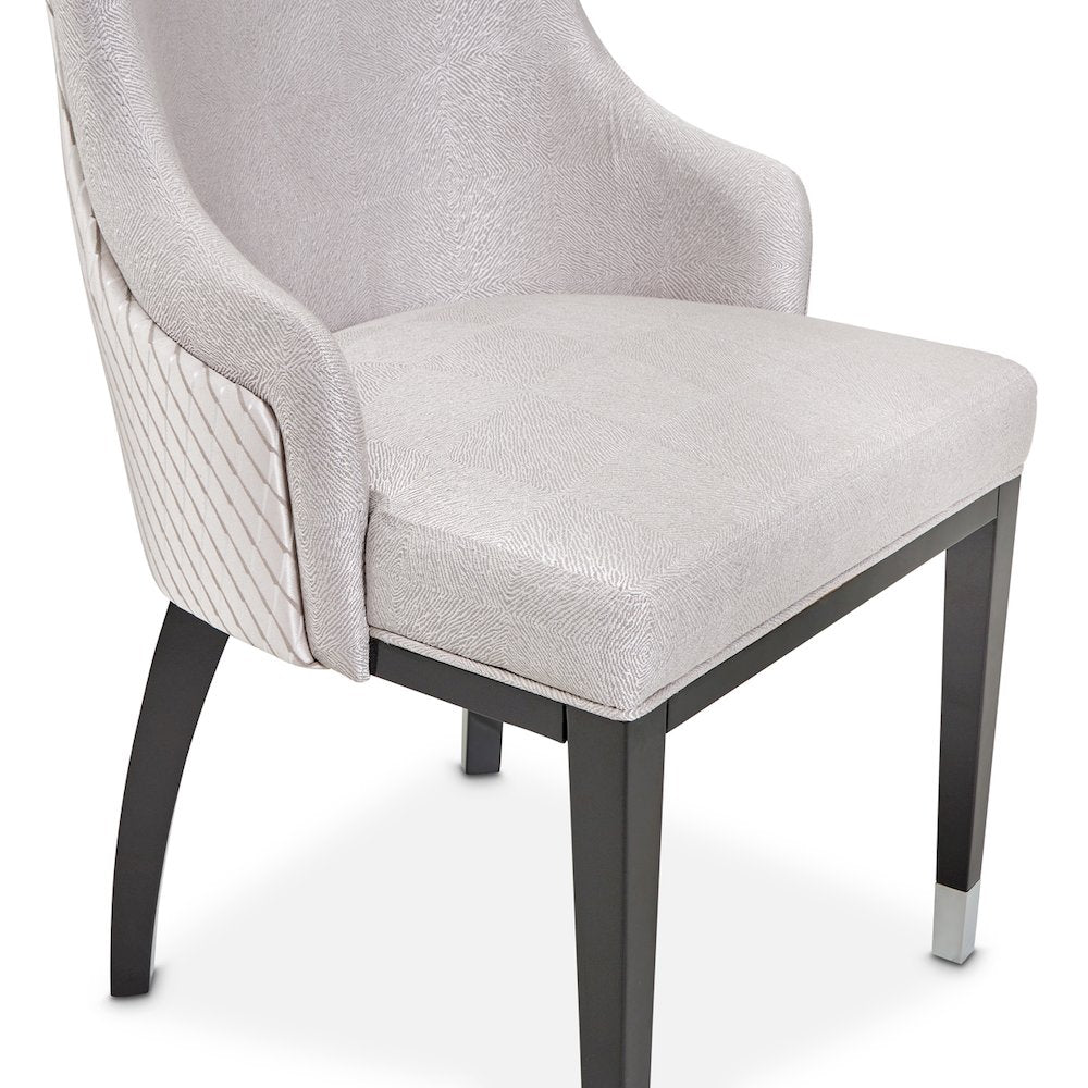 Carmela Dining Arm Chair - Glossy Charcoal Sand Set of 2