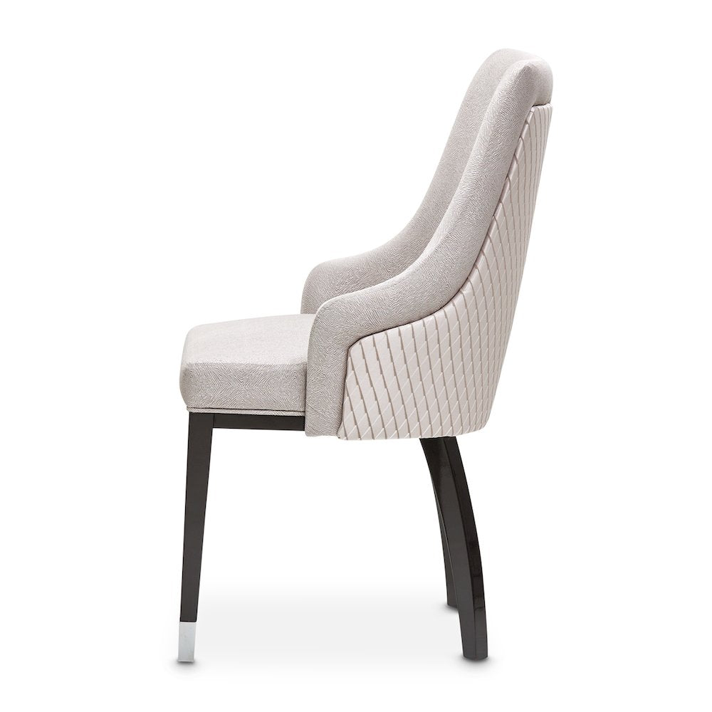 Carmela Dining Arm Chair - Glossy Charcoal Sand Set of 2