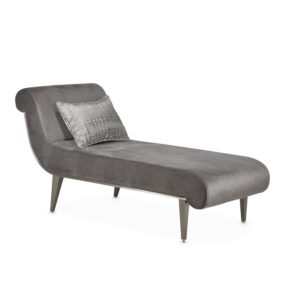 Roxbury Park Velvet Chaise - Gray Pearl/Stainless Steel